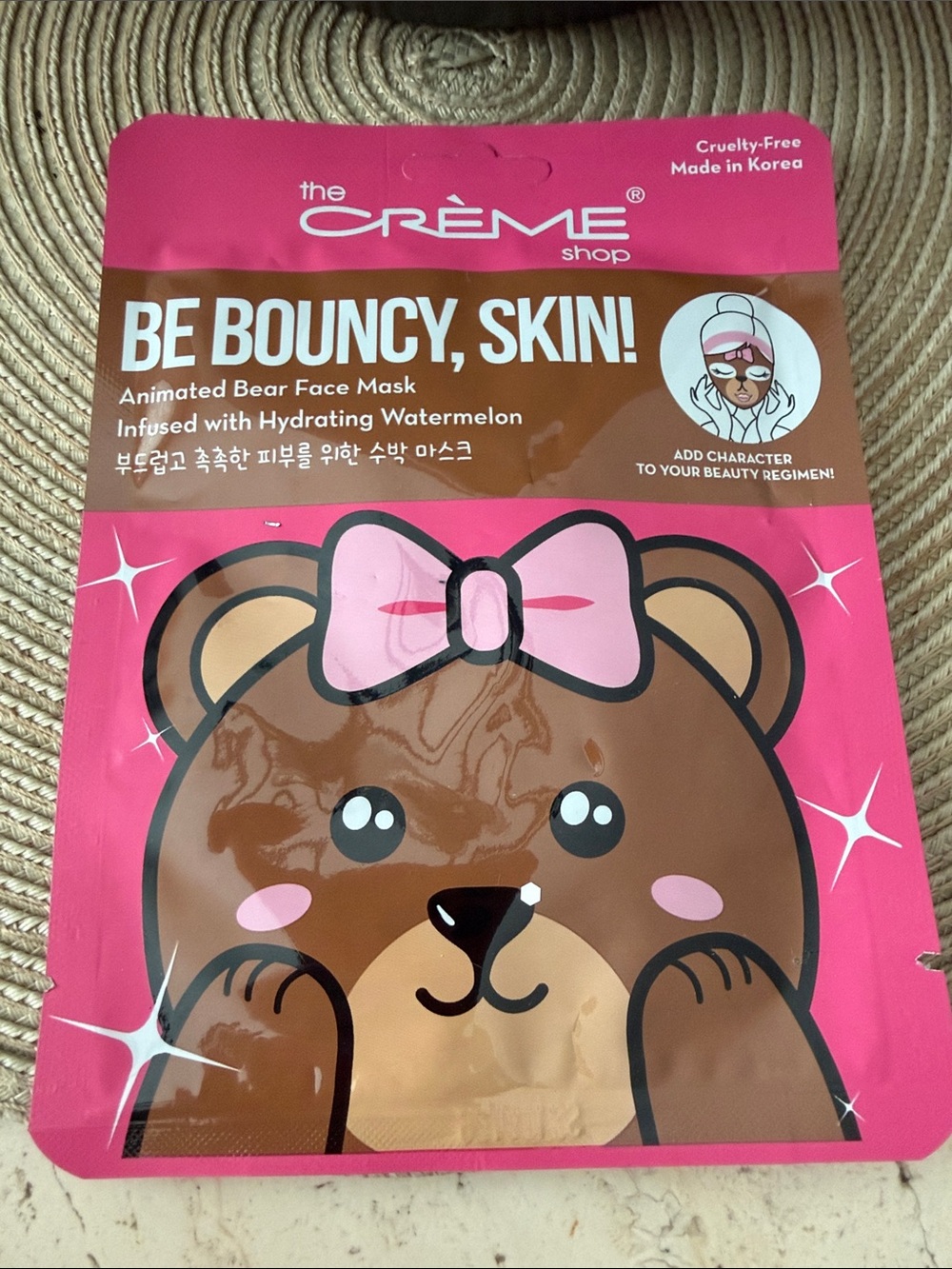 The Crème Shop Be Bouncy, Skin! Animated Bear Face Mask - Pink